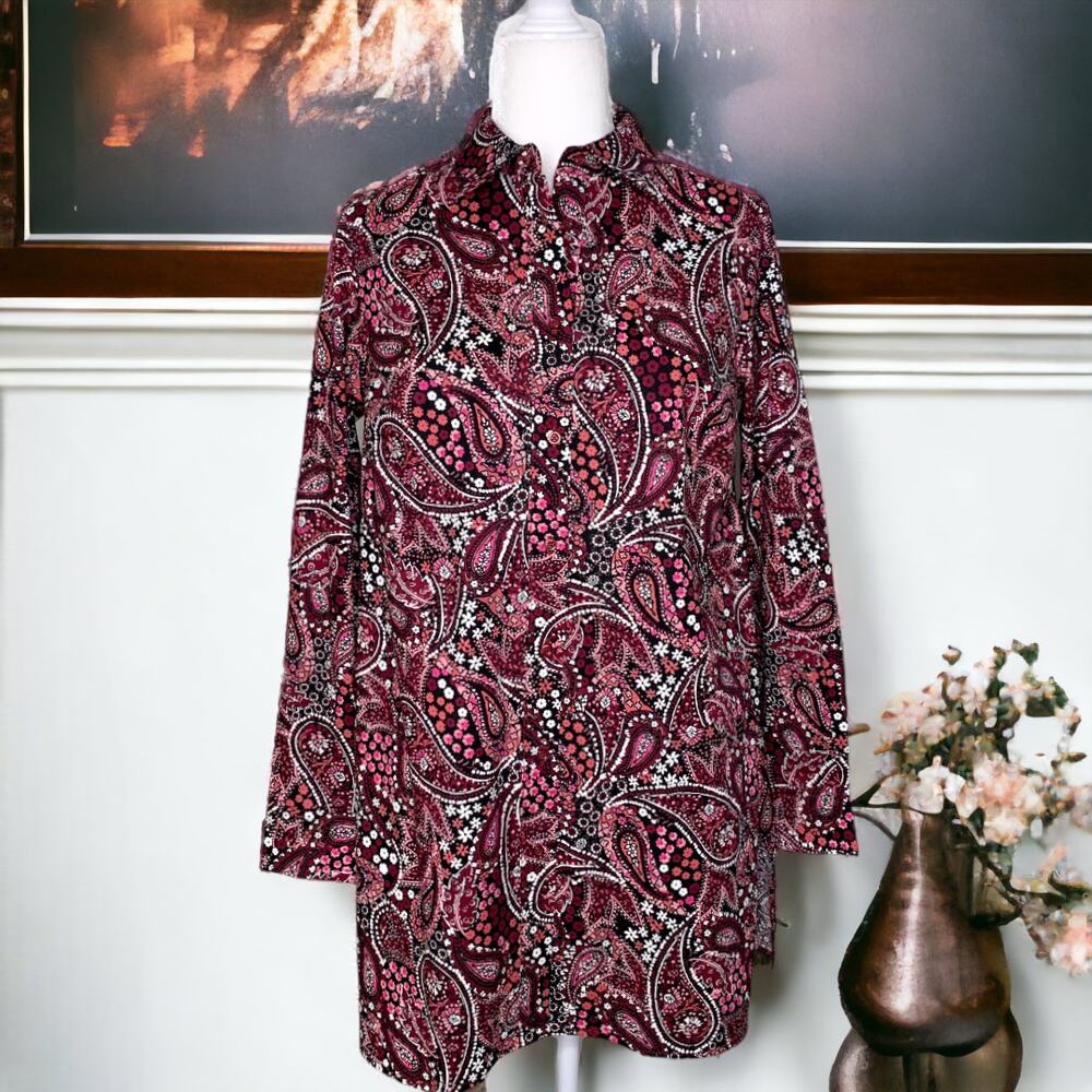 Jessica London Button Front Paisley Print Tunic Size 12W